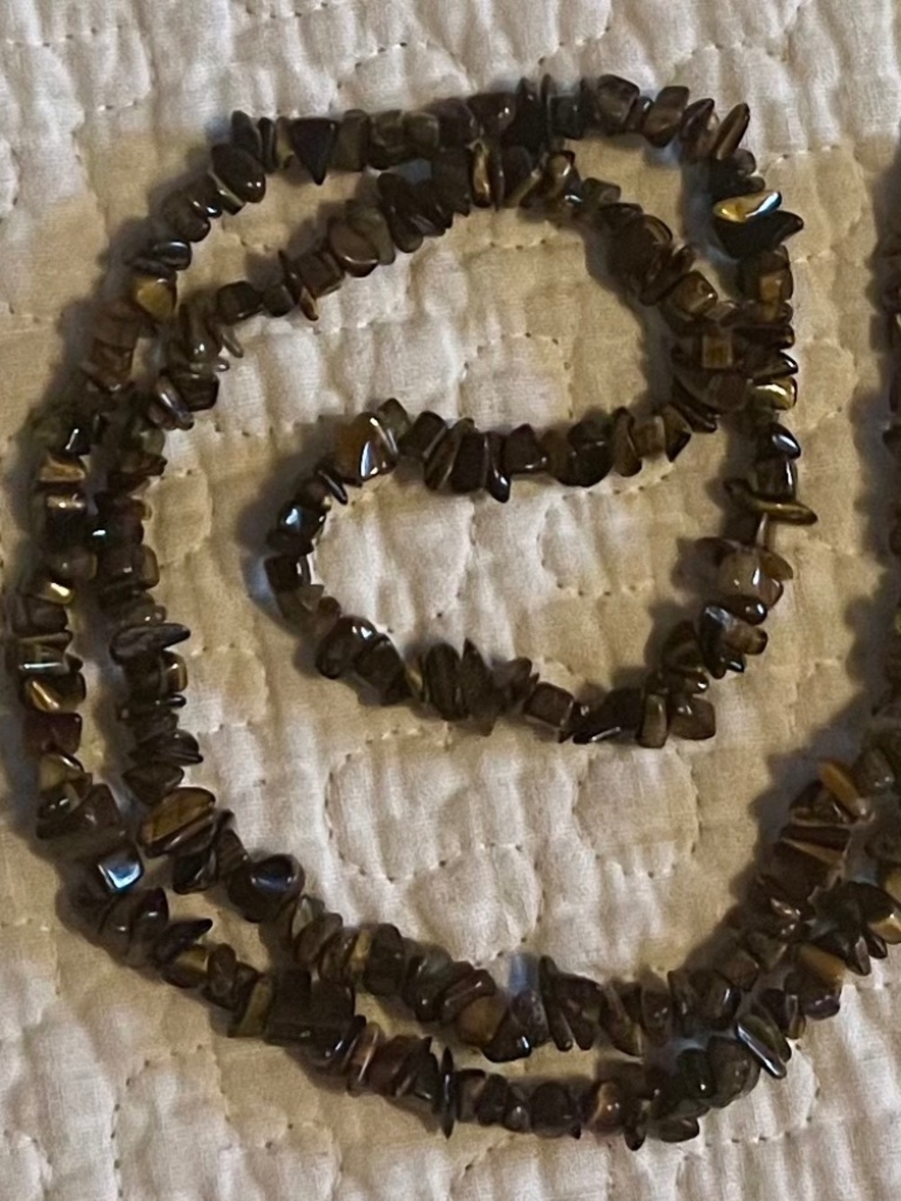 30" Tiger's Eye Stone Necklace Chip Beads